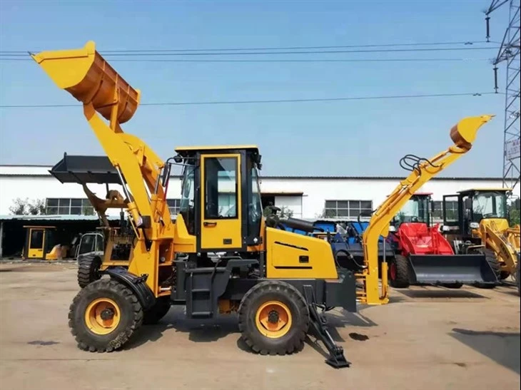 Excavadora de construcción ocupada en ambos extremos